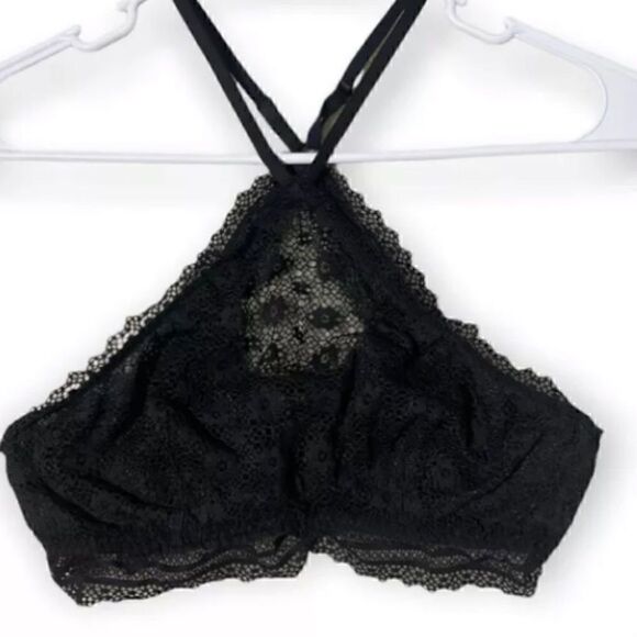 Victoria's Secret Other - VICTORIA'S SECRET Black High Neck Lacey Bralette Bra Size S